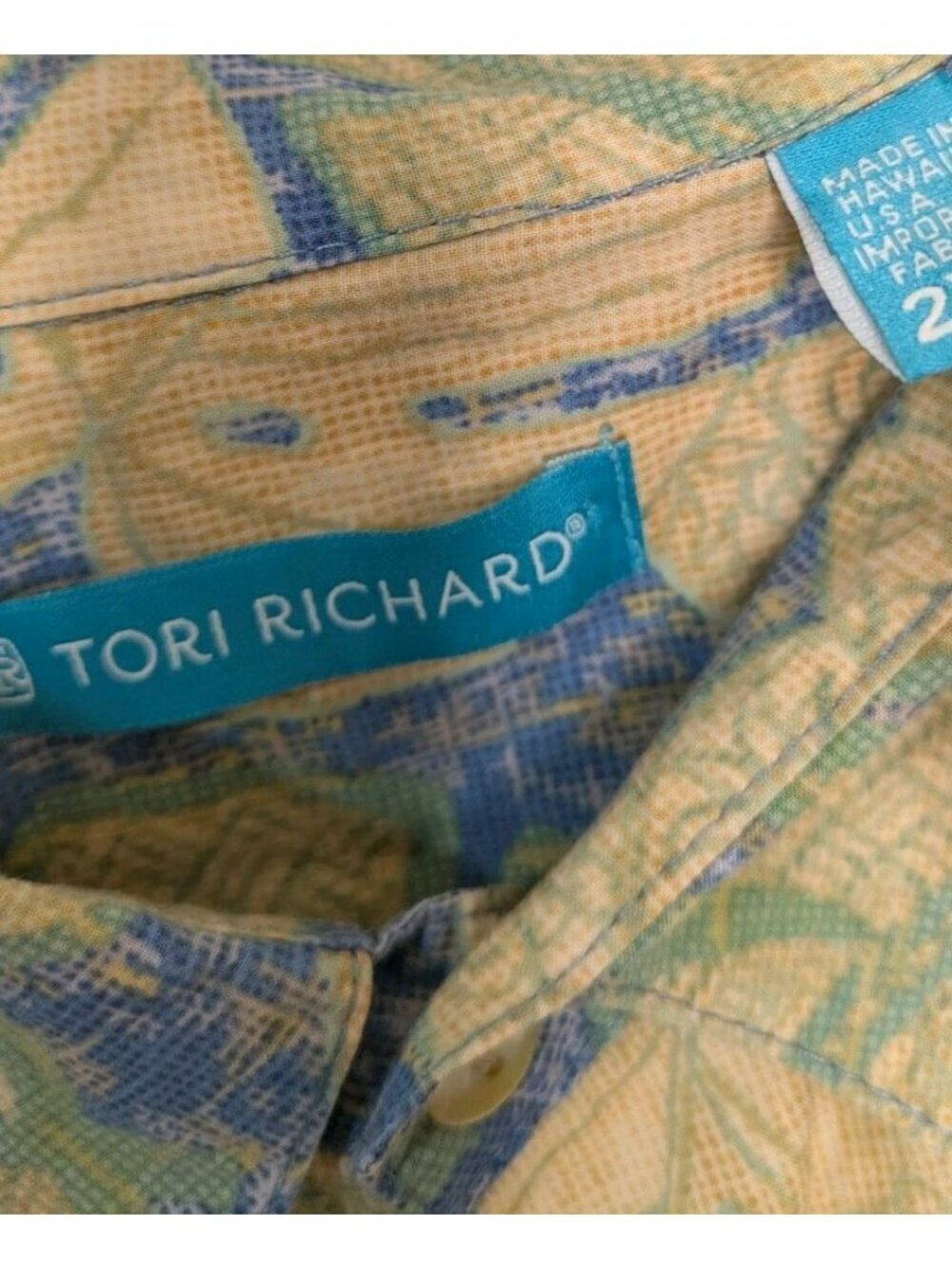 Size 2XL Tori Richard Henna Leaves Printed Hawaiian Shirt 100% Cotton Lawn - Picture 3 of 5